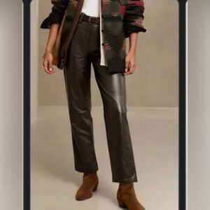 Banana Republic High Rise Straight Dk Brown 100% Genuine Lamb Leather Pants NWOT